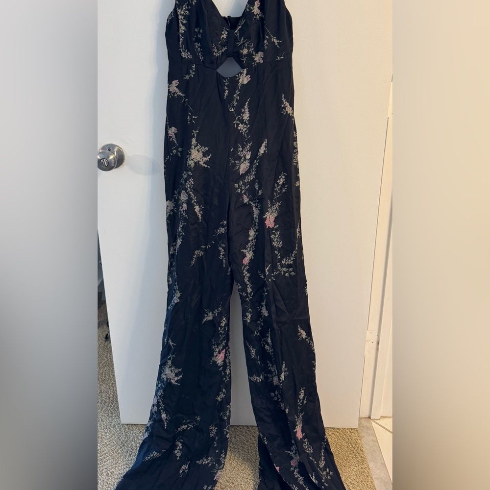 Karina Grimaldi Elegant Black Floral Jumpsuit
